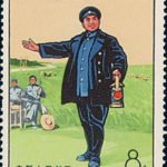 (6-5), Performing the revolutionary opera The Red Lantern in rural area, 8 fen, 40*54 mm