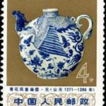 (12-1), Flat pot of bule and white porcelain with style of head of phoenix, 4 fen, 31*38.5 mm