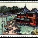 (4-1), Zigzag Bridge and Mid-lake Pavilion, 80 fen, 50 * 30 mm
